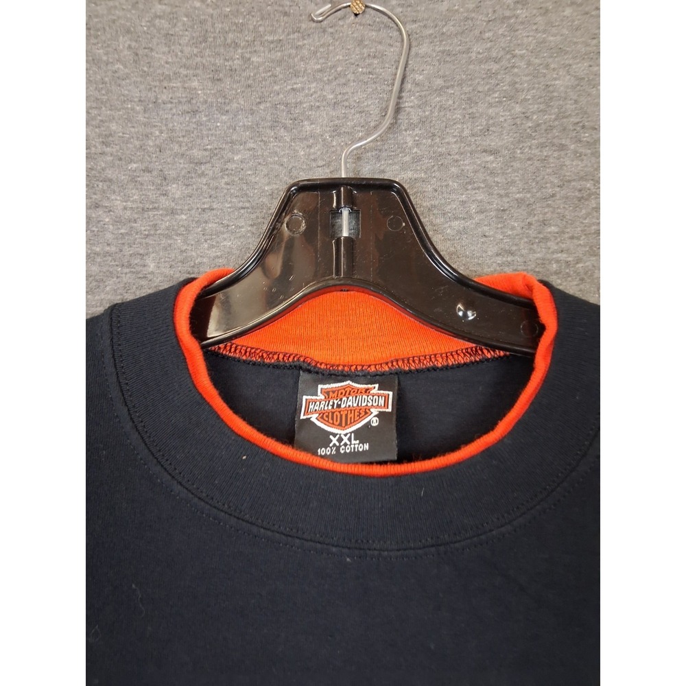 Harley Davidson Mens Shirt 2XL Black Orange USA Made North Texas Milwakee - Picture 3 of 9